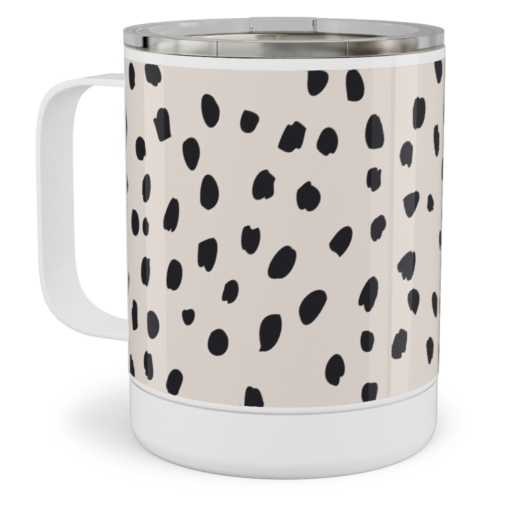Black Marks - Creamy Beige Stainless Steel Mug, 10oz, Beige, Pearl