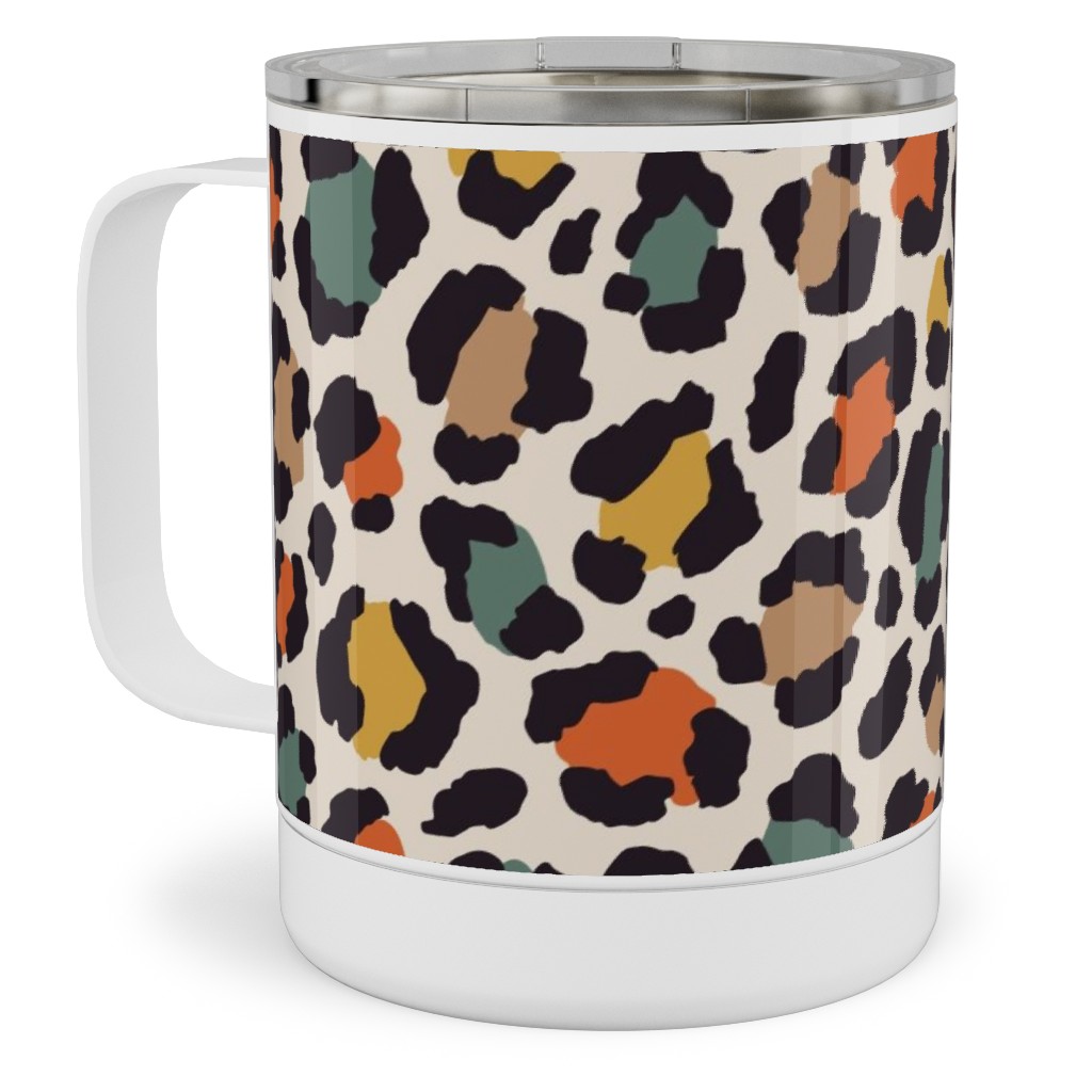 Colored Leopard Print - Mulit Stainless Steel Mug, 10oz, Multicolor
