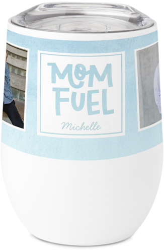 Mom Fuel Stainless Steel Travel Tumbler, 12oz, Blue