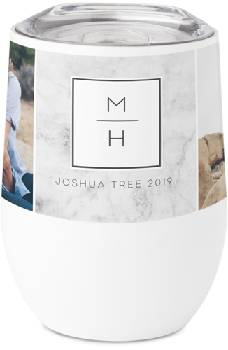 Modern Marble Monogram Stainless Steel Travel Tumbler, 12oz, Gray