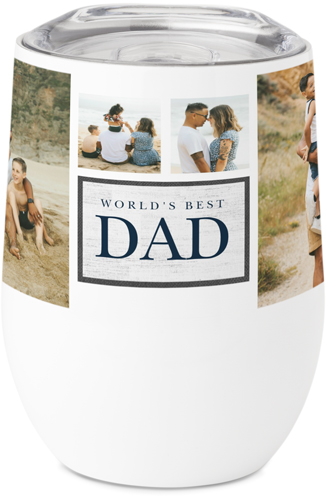 World's Best Dad Stainless Steel Travel Tumbler, 12oz, White