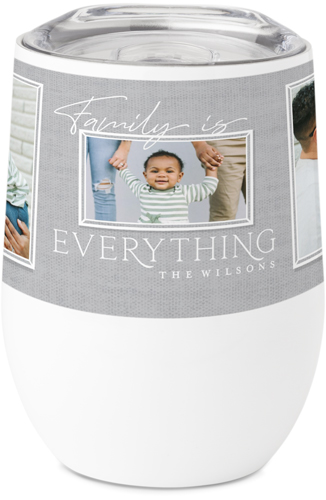 Family Is Everything Frames Stainless Steel Travel Tumbler, 12oz, Gray
