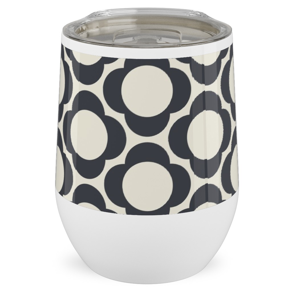 Lotta's Scandi Daisy - Navy on Cream Stainless Steel Travel Tumbler, 12oz, Beige, Pearl