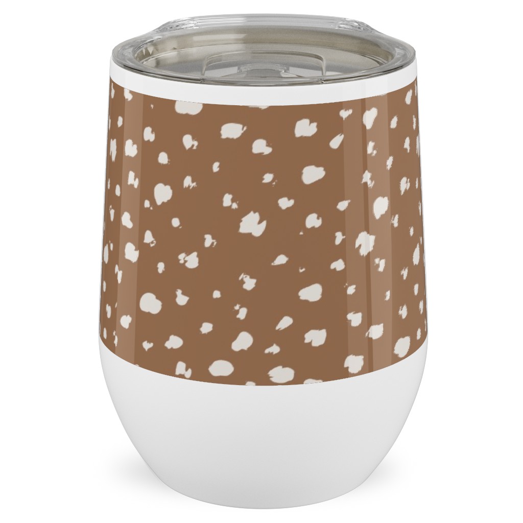 Fawn Spots - Dark Stainless Steel Travel Tumbler, 12oz, Brown, Brown