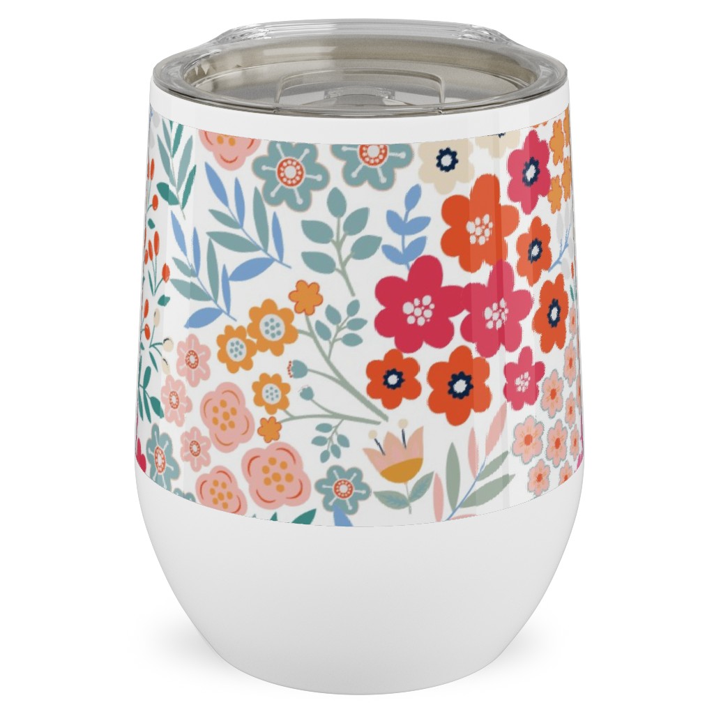 Summer Flower Stainless Steel Travel Tumbler, 12oz, Multicolor