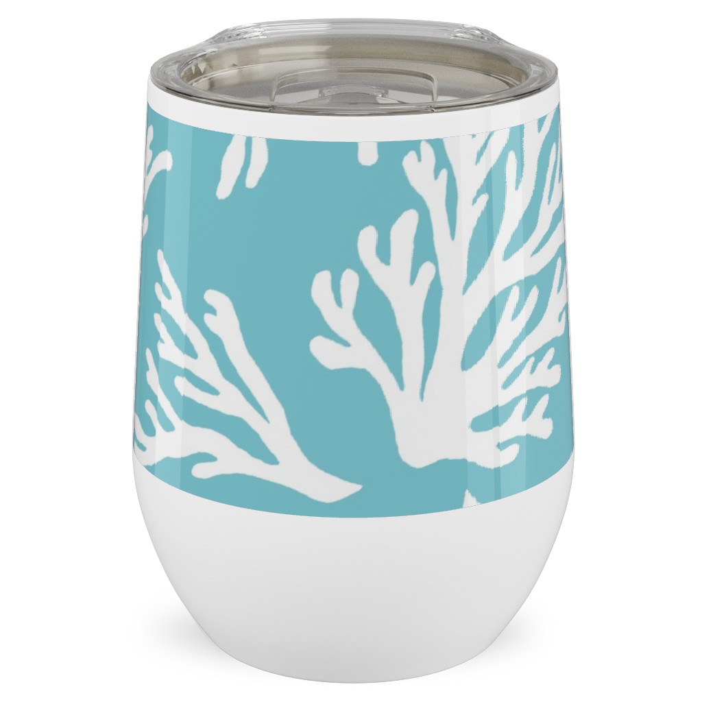 Coral - Turquoise Stainless Steel Travel Tumbler, 12oz, Blue, True Blue