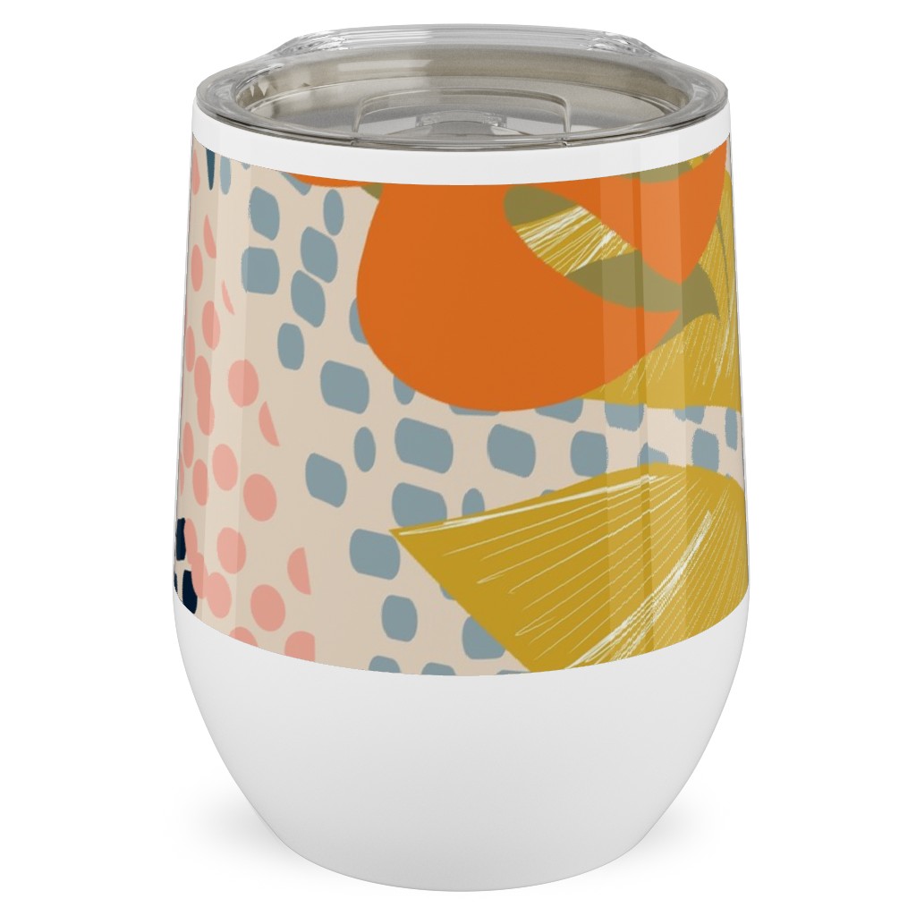 Tropical Foliage - Natural Retro - Multi Stainless Steel Travel Tumbler, 12oz, Multicolor