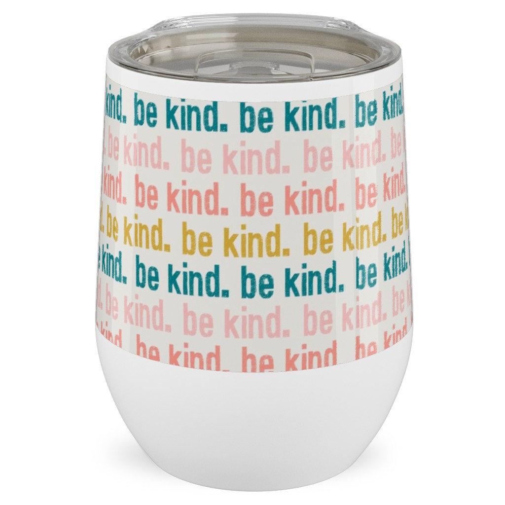 Be Kind - Pink, Coral, Teal Stainless Steel Travel Tumbler, 12oz, Multicolor