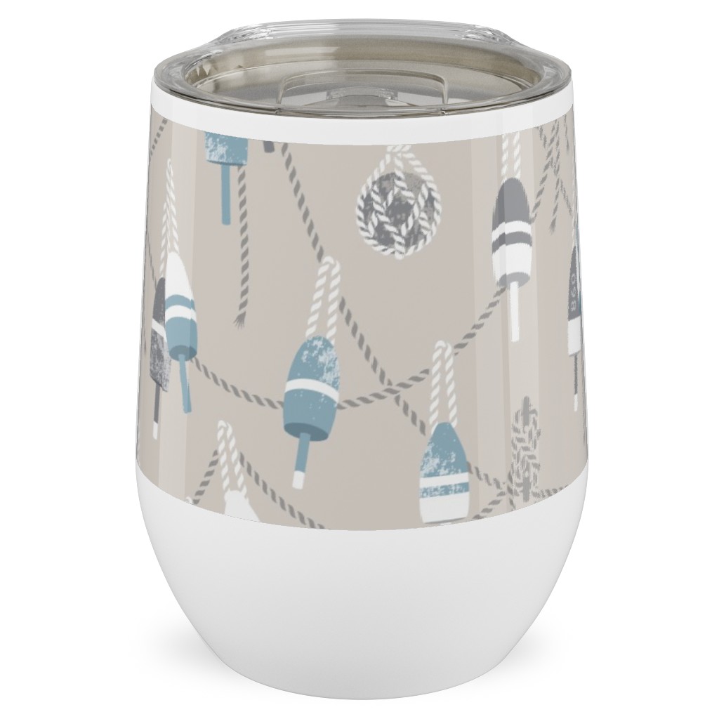 Lobster Buoy - Light Beige Tan Stainless Steel Travel Tumbler, 12oz, Beige, Pearl