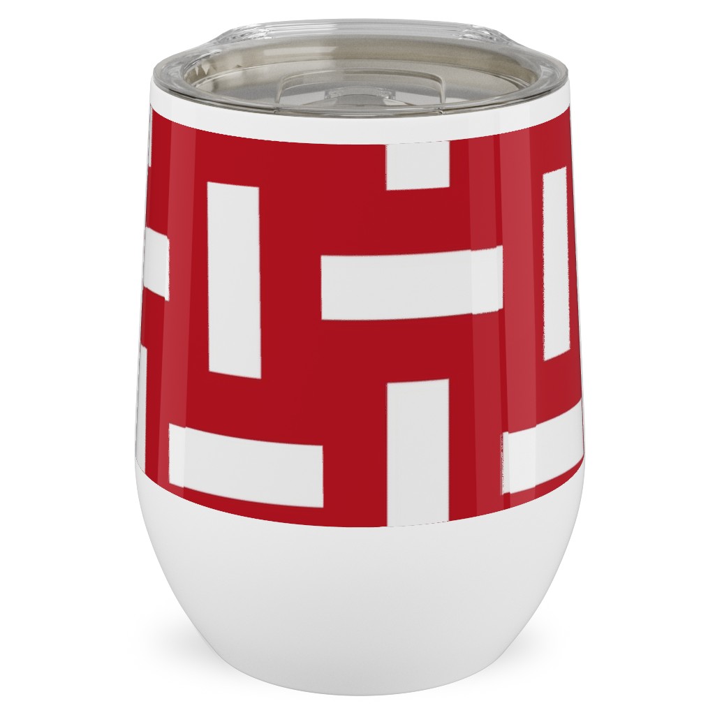Geometrically Assembled Flag - Red Stainless Steel Travel Tumbler, 12oz, Red