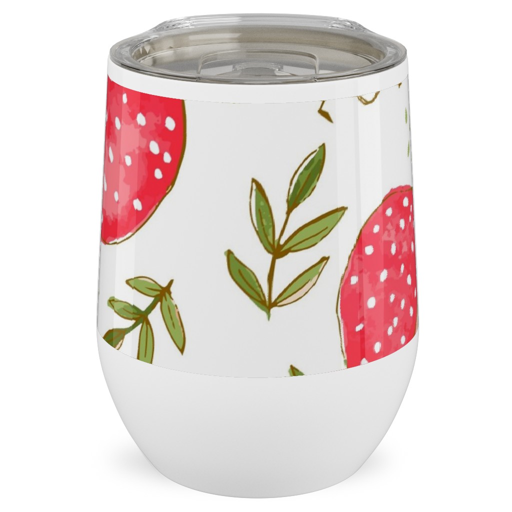 the Happiest Little Mushrooms - Red Stainless Steel Travel Tumbler, 12oz, Red