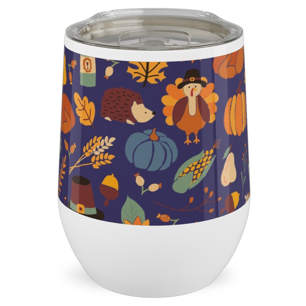 Thanksgiving Table Stainless Steel Travel Tumbler, 12oz, Multicolor