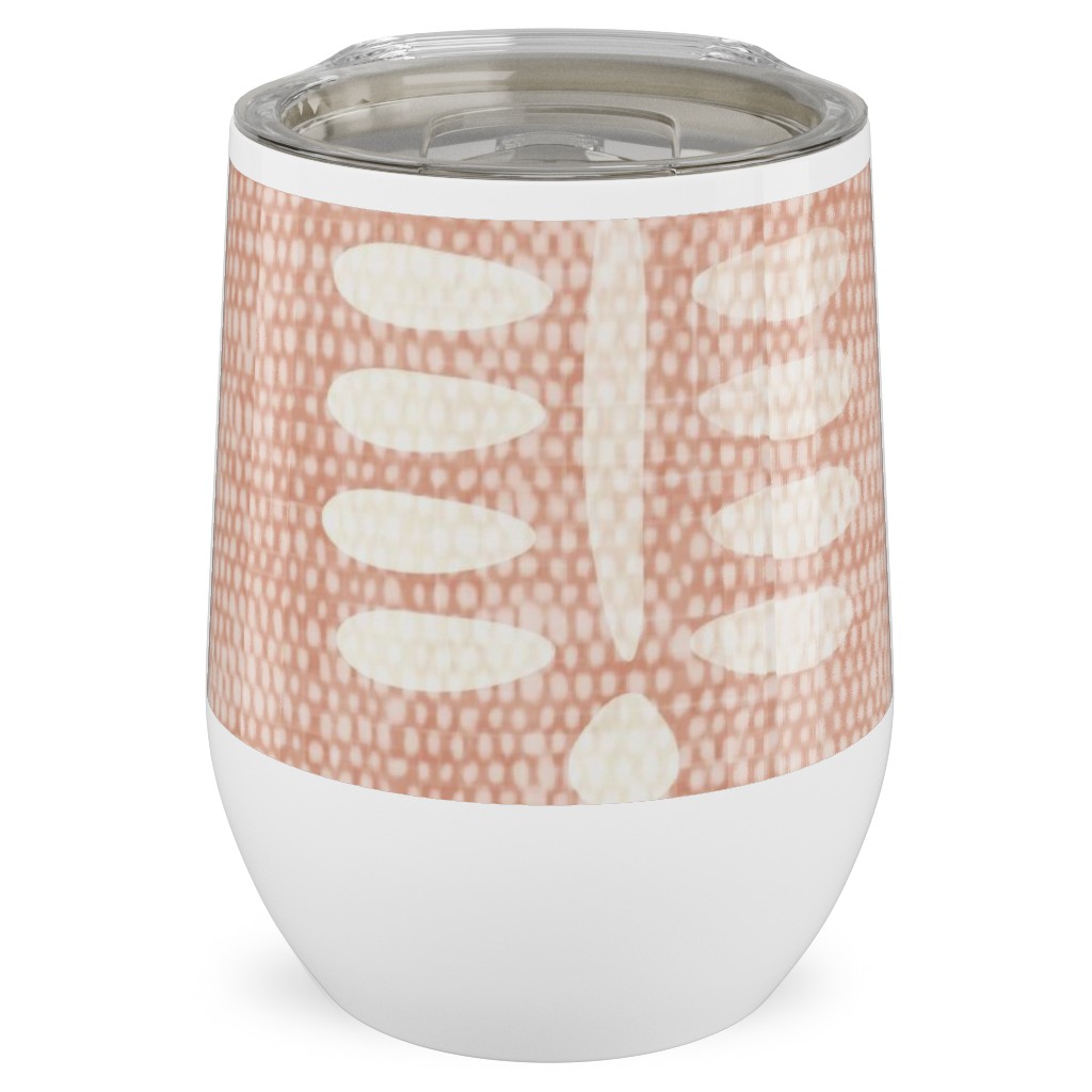 Block Print Fern - Dusty Pink Stainless Steel Travel Tumbler, 12oz, Pink