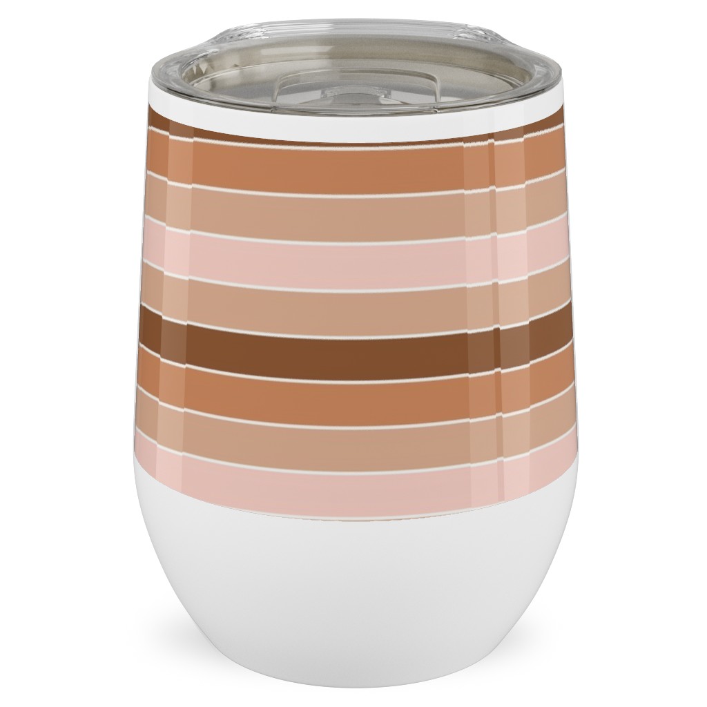 Candy Stripes Horizontal - Pink Stainless Steel Travel Tumbler, 12oz, Pink, Bright Pink