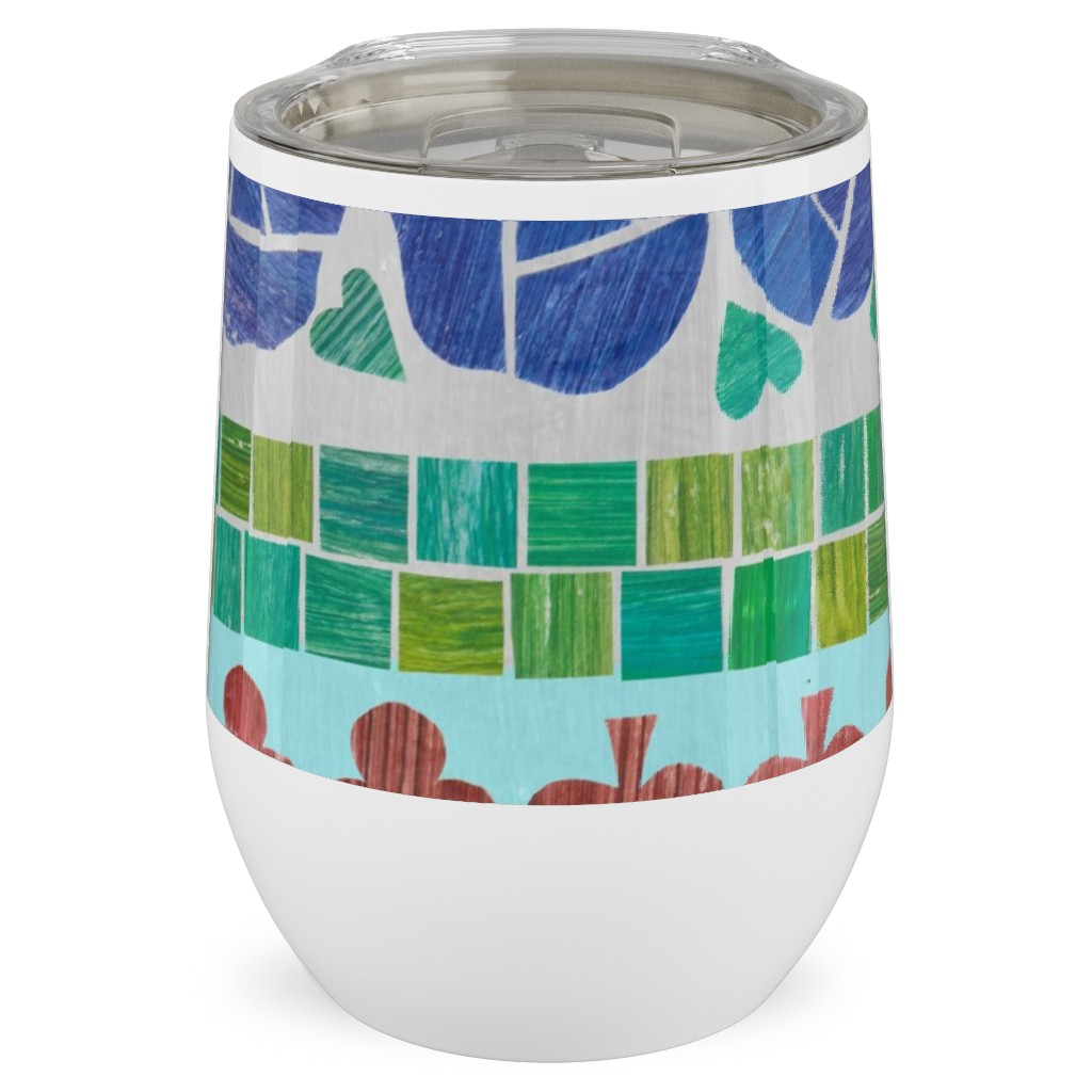 Abstract Wildflowers & Shapes - Multi Stainless Steel Travel Tumbler, 12oz, Multicolor