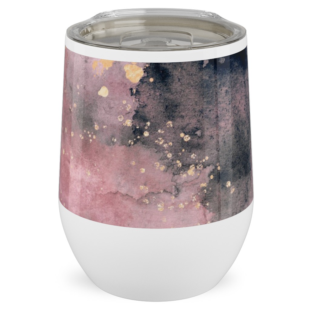 Watercolor Marble - Pink Stainless Steel Travel Tumbler, 12oz, Pink, Bright Pink