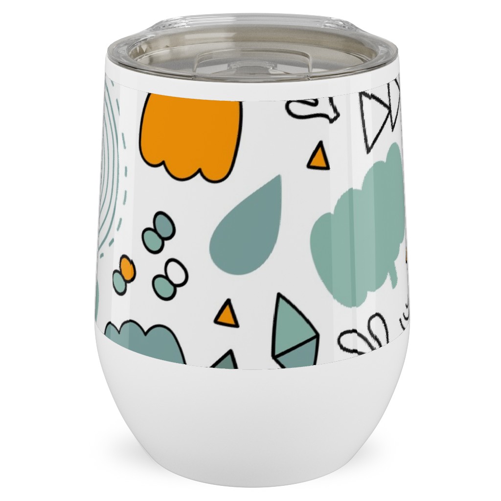 Autumn Harvest Vegetables With Doodles - Light Stainless Steel Travel Tumbler, 12oz, Multicolor