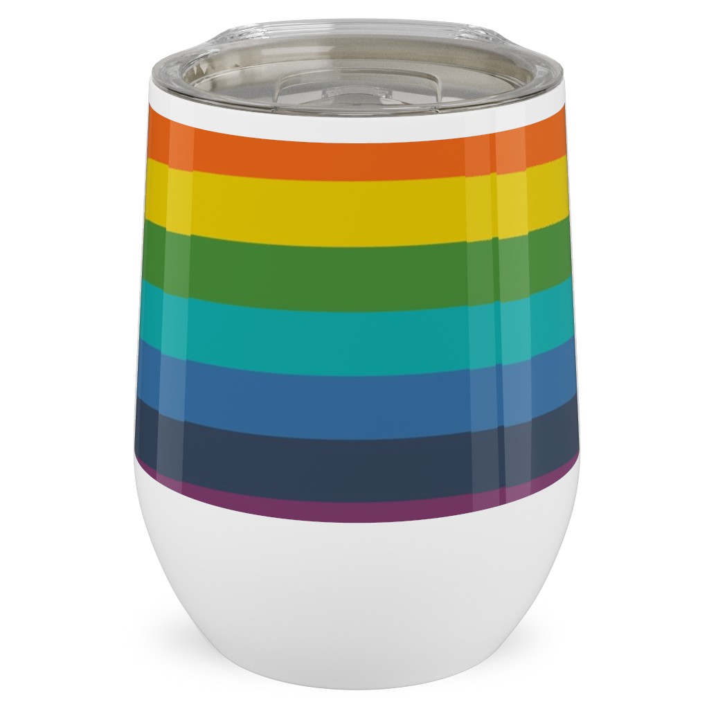 Colorful Live - Rainbow Stripe Stainless Steel Travel Tumbler, 12oz, Multicolor