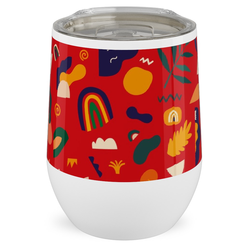 Seamless Pattern - Red Stainless Steel Travel Tumbler, 12oz, Red