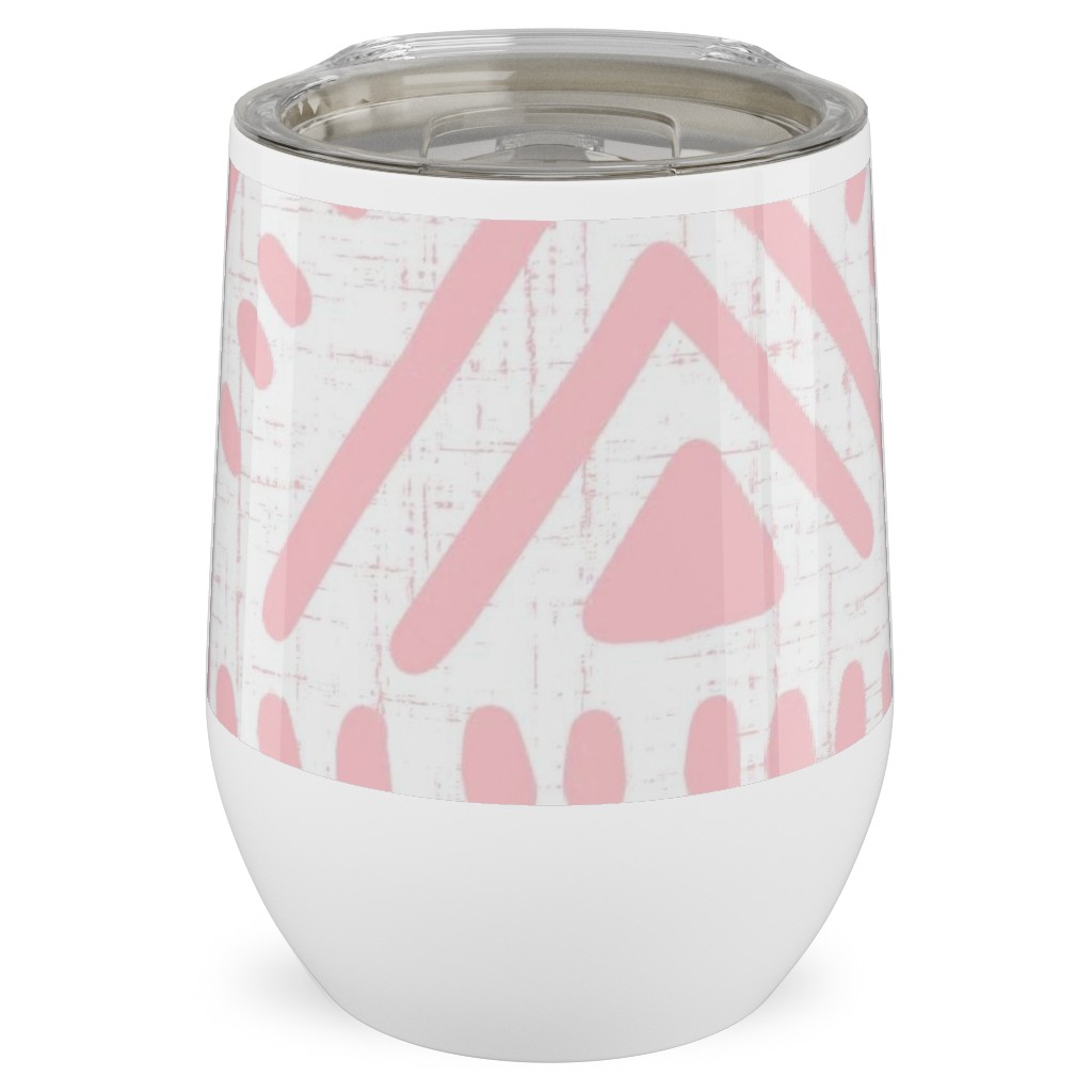Abstract Diamond Stainless Steel Travel Tumbler, 12oz, Pink, Pearl