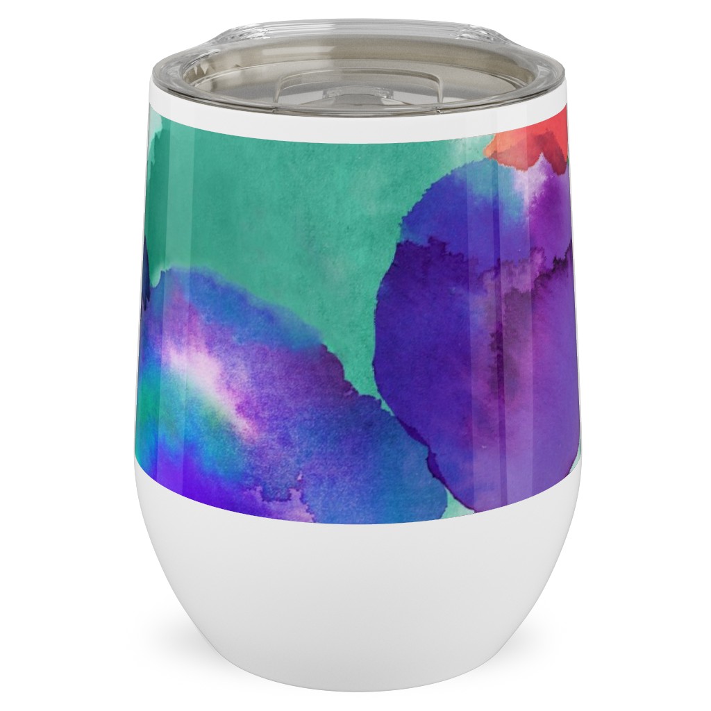 Abstract Floral Watercolor - Multi Stainless Steel Travel Tumbler, 12oz, Multicolor