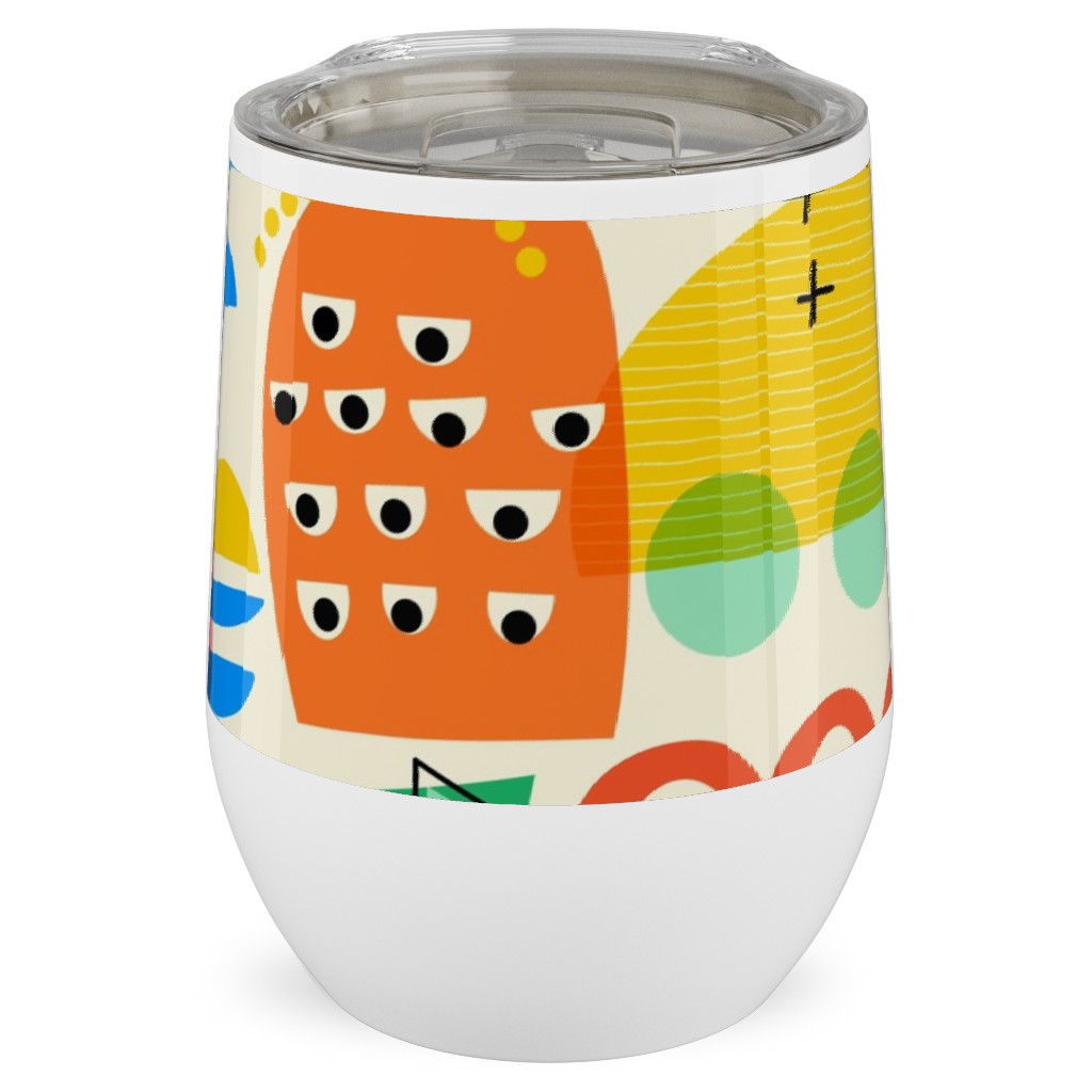 Abstract Shapes Fun Collage - Multi Stainless Steel Travel Tumbler, 12oz, Multicolor