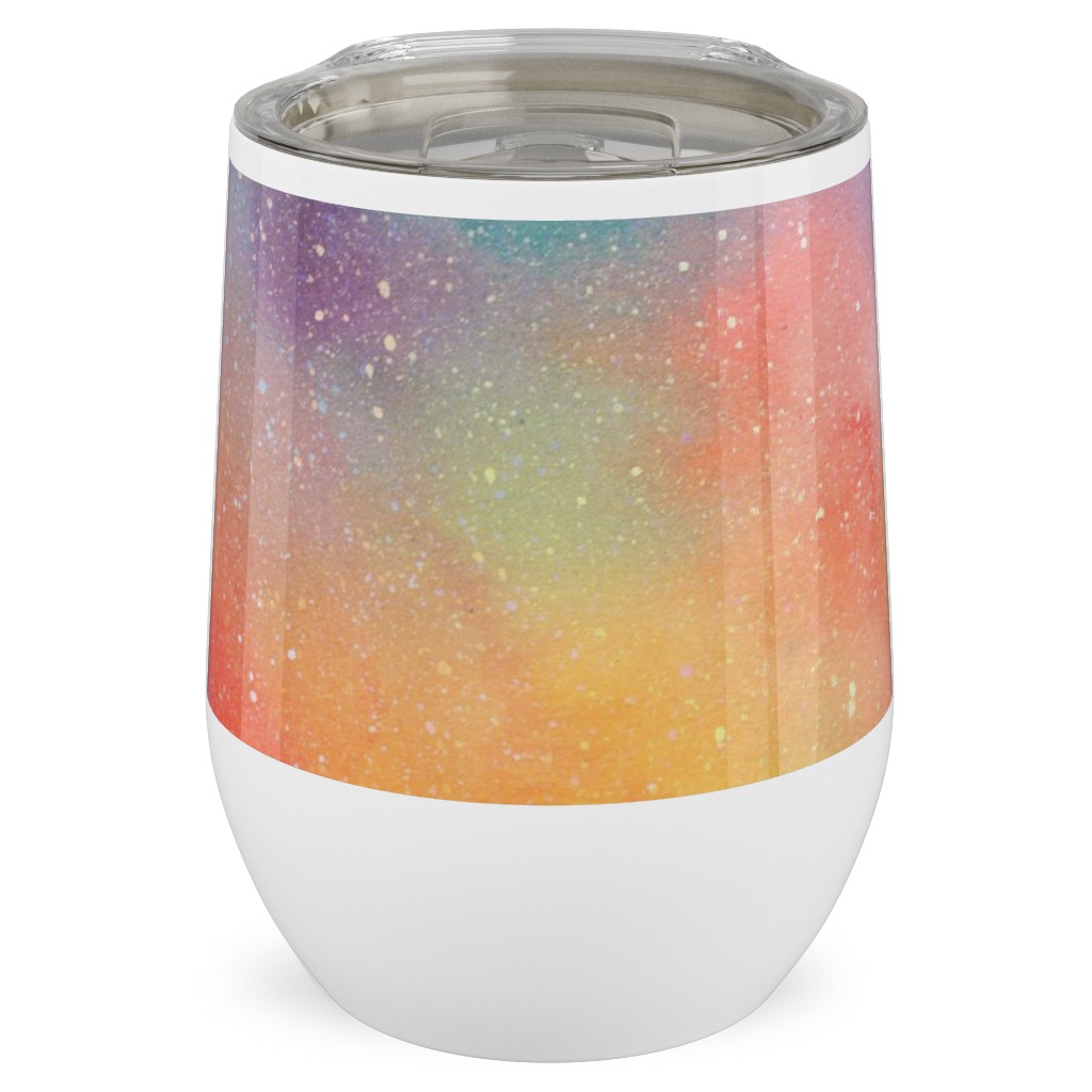 Watercolor Rainbow - Multi Stainless Steel Travel Tumbler, 12oz, Multicolor