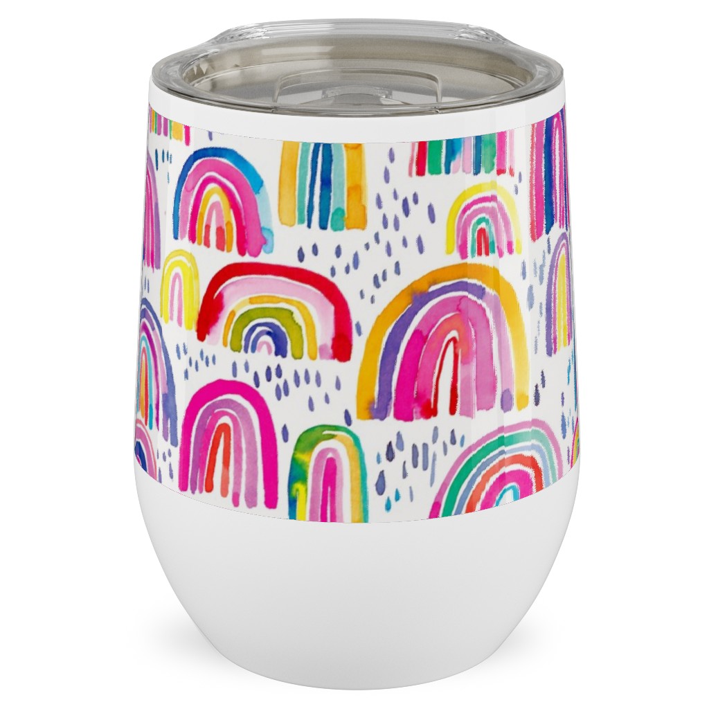Rainbows Watercolor - Multi Stainless Steel Travel Tumbler, 12oz, Multicolor