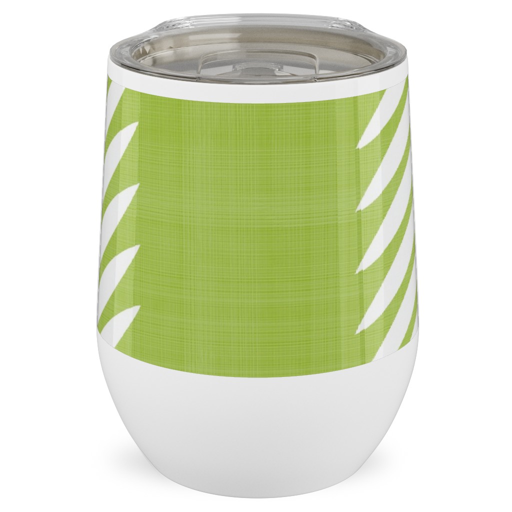 Laurel Leaf Stripe Stainless Steel Travel Tumbler, 12oz, Green, Julep