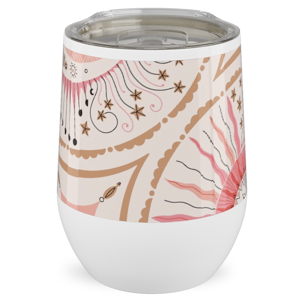 Celestial Talisman Stainless Steel Travel Tumbler, 12oz, Pink, Bright Pink