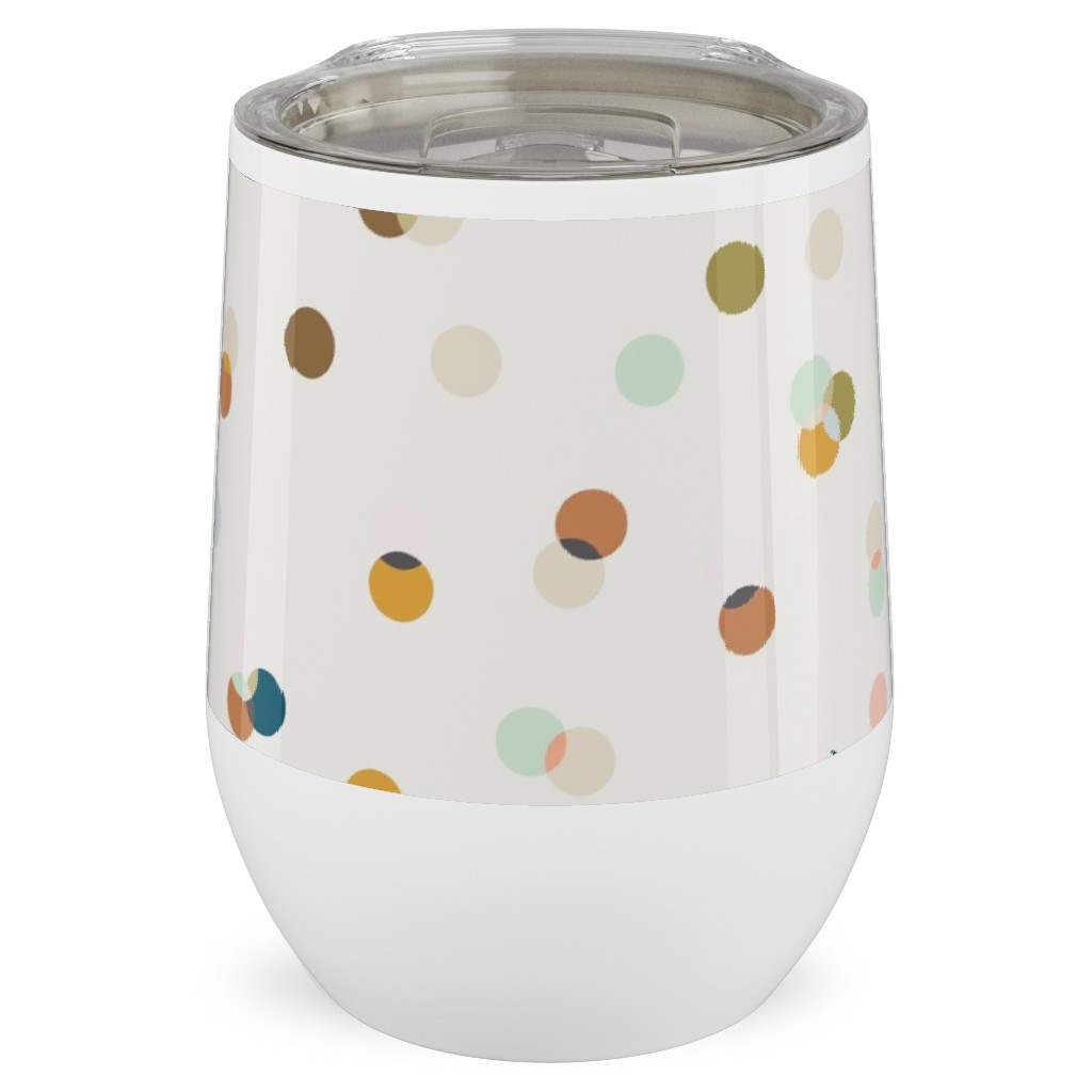Eden Polka Dot - Cream Multi Stainless Steel Travel Tumbler, 12oz, Multicolor