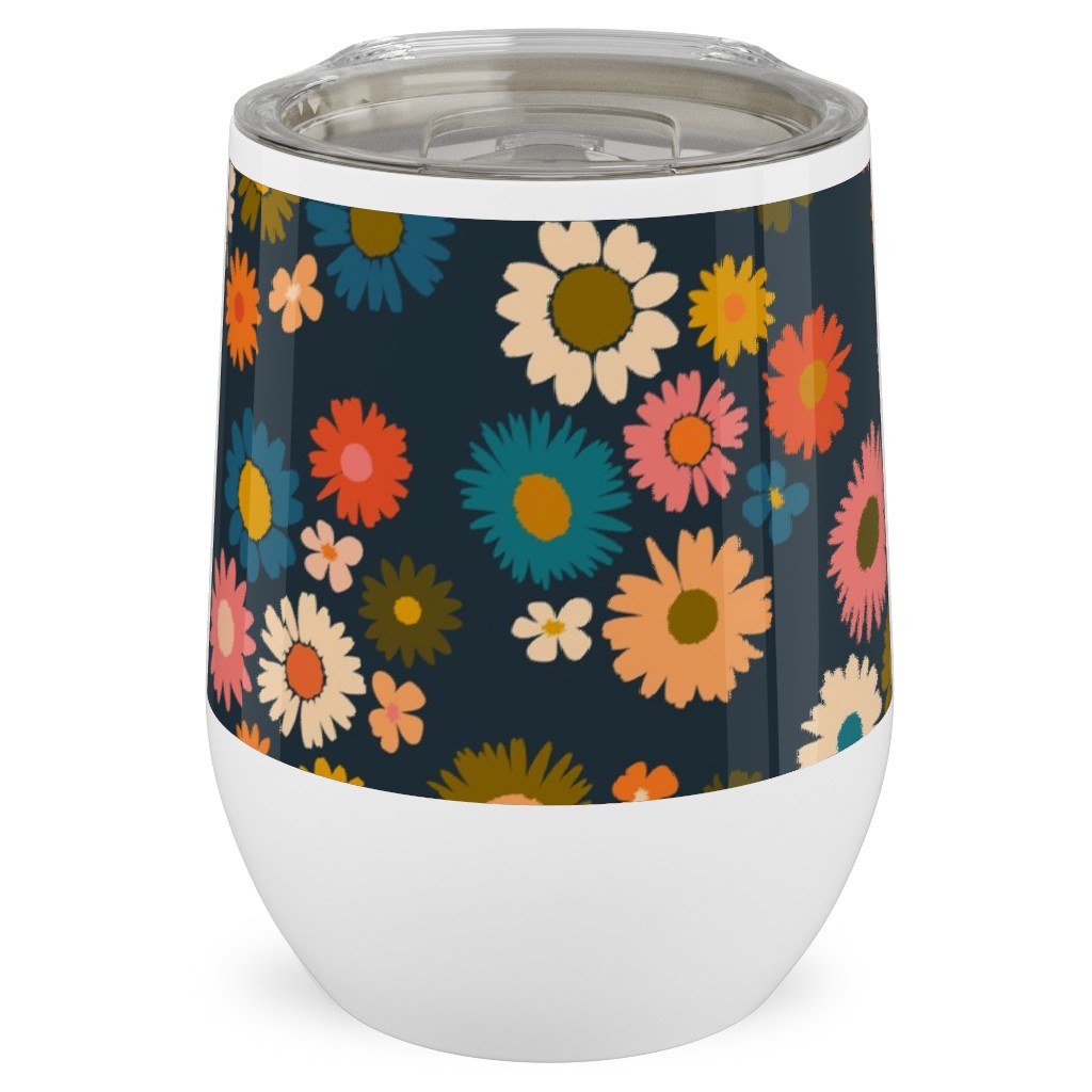 Painted Daisies - Multi Stainless Steel Travel Tumbler, 12oz, Multicolor