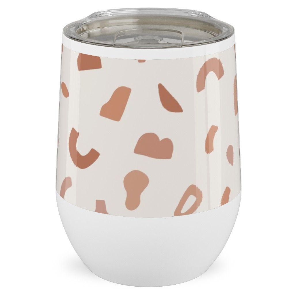 Organic Cut Shapes - Kaolin Clay Stainless Steel Travel Tumbler, 12oz, Beige
