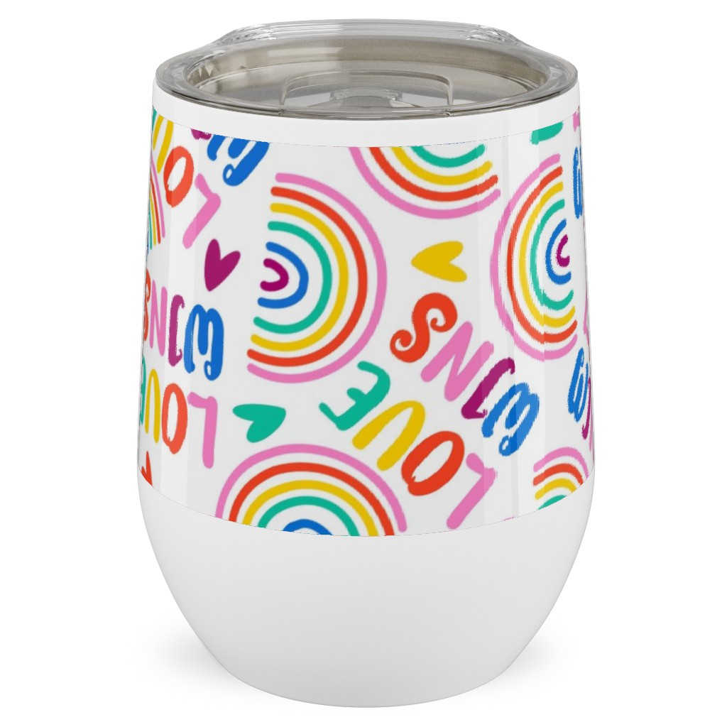 Love Wins - Pride - Brights Stainless Steel Travel Tumbler, 12oz, Multicolor