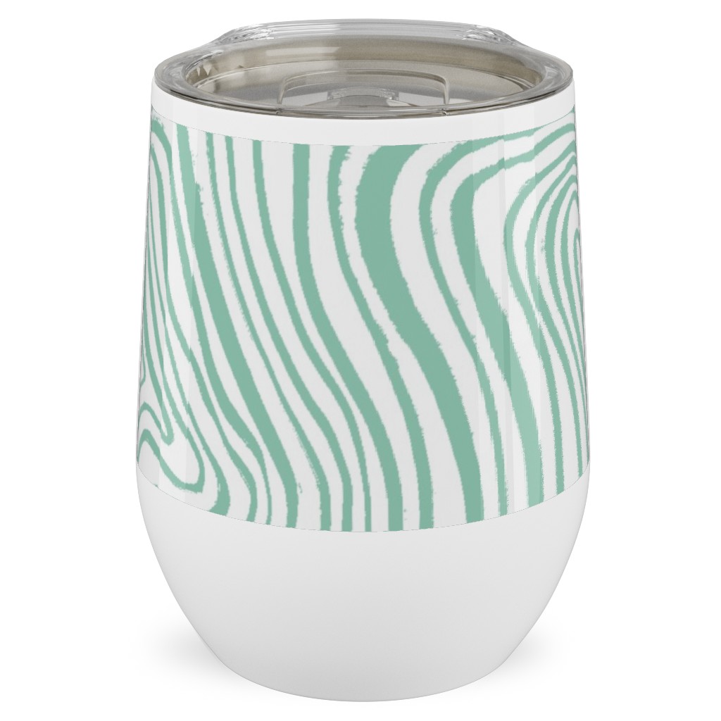 Abstract Wavy Lines - Green Stainless Steel Travel Tumbler, 12oz, Green