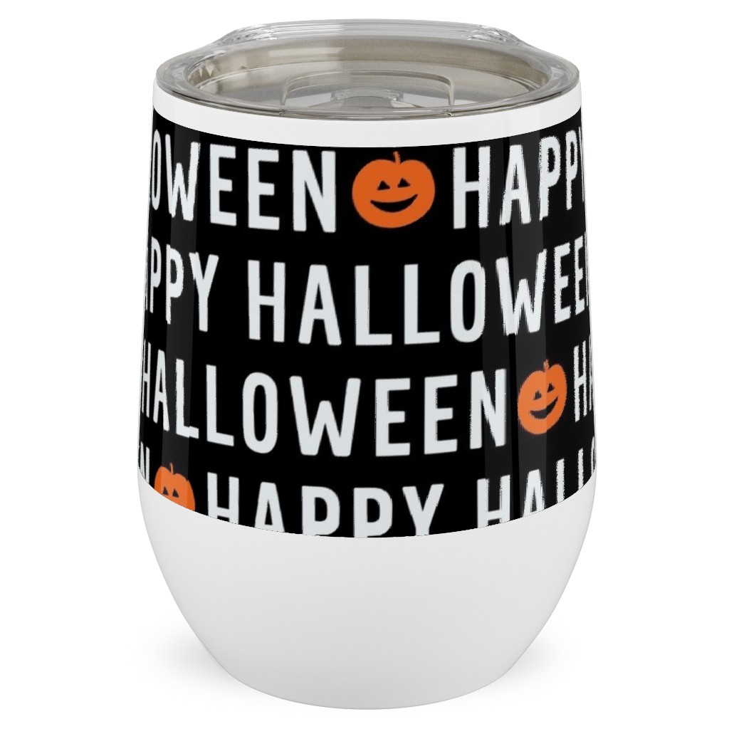 Happy Halloween Black Stainless Steel Travel Tumbler, 12oz, Black