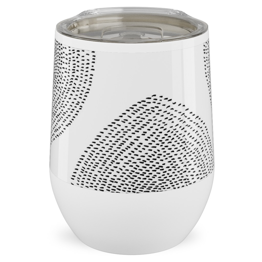 Boho Stripy Drops Stainless Steel Travel Tumbler, 12oz, Black, Silhouette