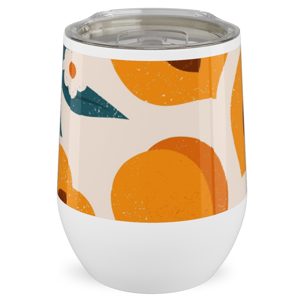 Summer Peches - Orange Stainless Steel Travel Tumbler, 12oz, Orange