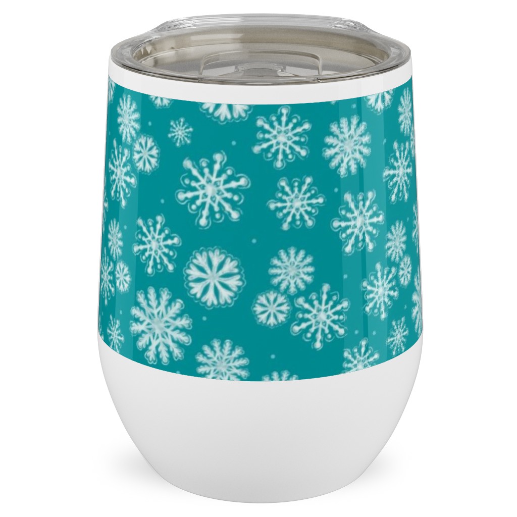 Let It Snow Snowflakes - Blue Stainless Steel Travel Tumbler, 12oz, Blue