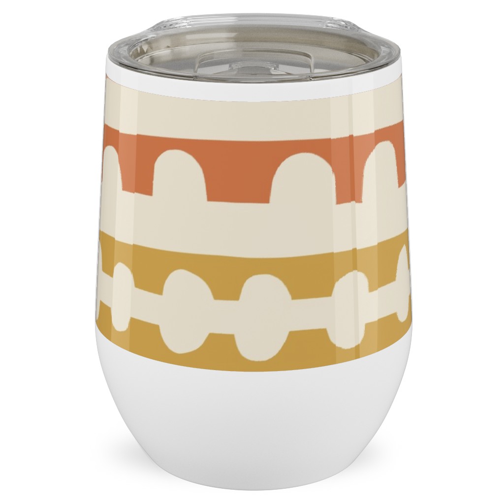 Wonky Papercut Stripes - Multi Stainless Steel Travel Tumbler, 12oz, Multicolor