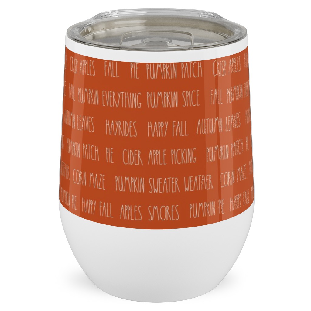 Fall Fun Typography - Orange Stainless Steel Travel Tumbler, 12oz, Orange