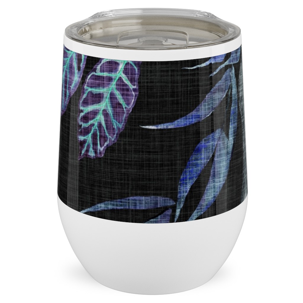 Phantasmagorial Jungle Stainless Steel Travel Tumbler, 12oz, Black, Black