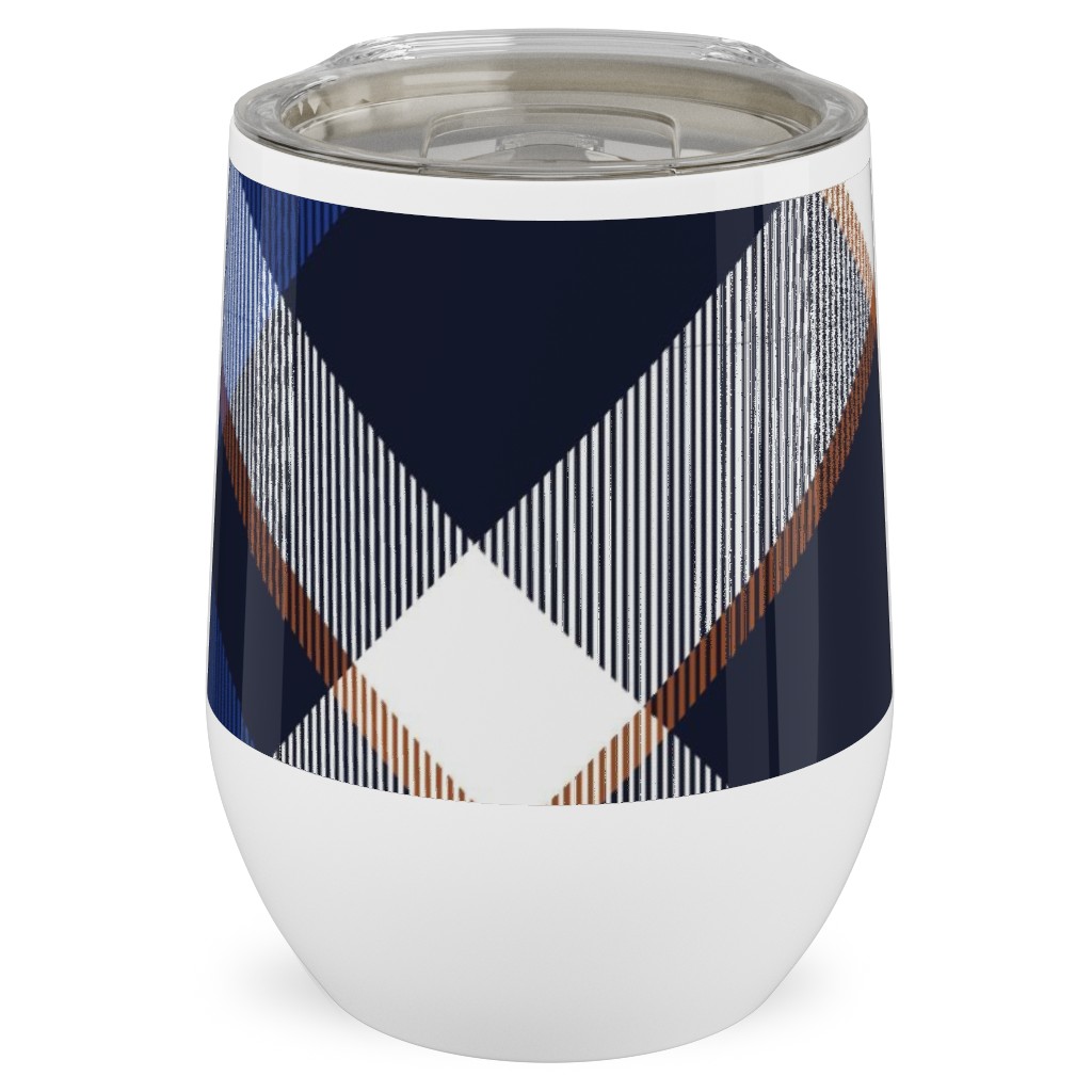 Cora's Plaid - Blue Stainless Steel Travel Tumbler, 12oz, Blue