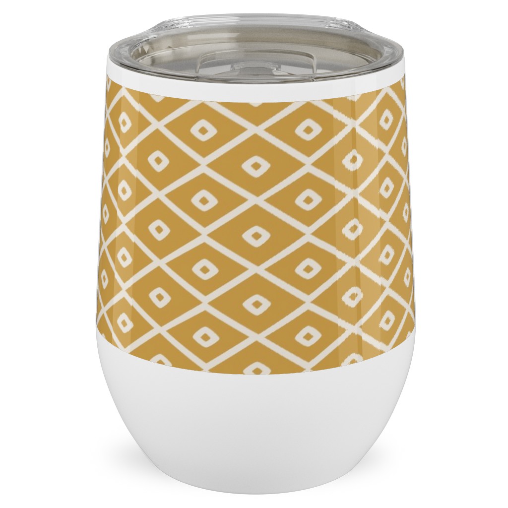 Pinecone Geo - Golden Stainless Steel Travel Tumbler, 12oz, Yellow, Classic Yellow