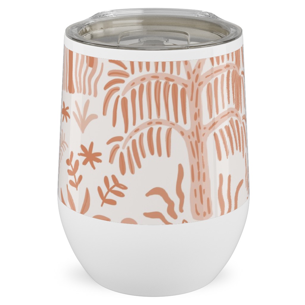 Indian Garden - Peachy Stainless Steel Travel Tumbler, 12oz, Pink, Bright Pink