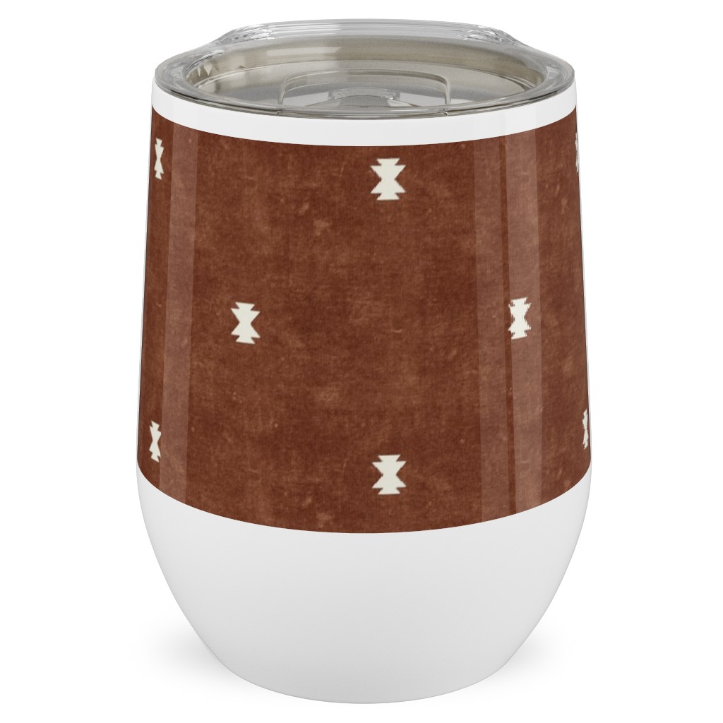 Bohemian Aztec Simple - Brandywine Stainless Steel Travel Tumbler, 12oz, Brown, Brown