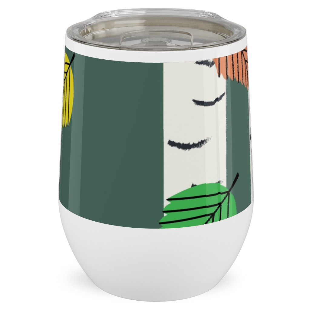 Autumn Birch Forest Stainless Steel Travel Tumbler, 12oz, Green