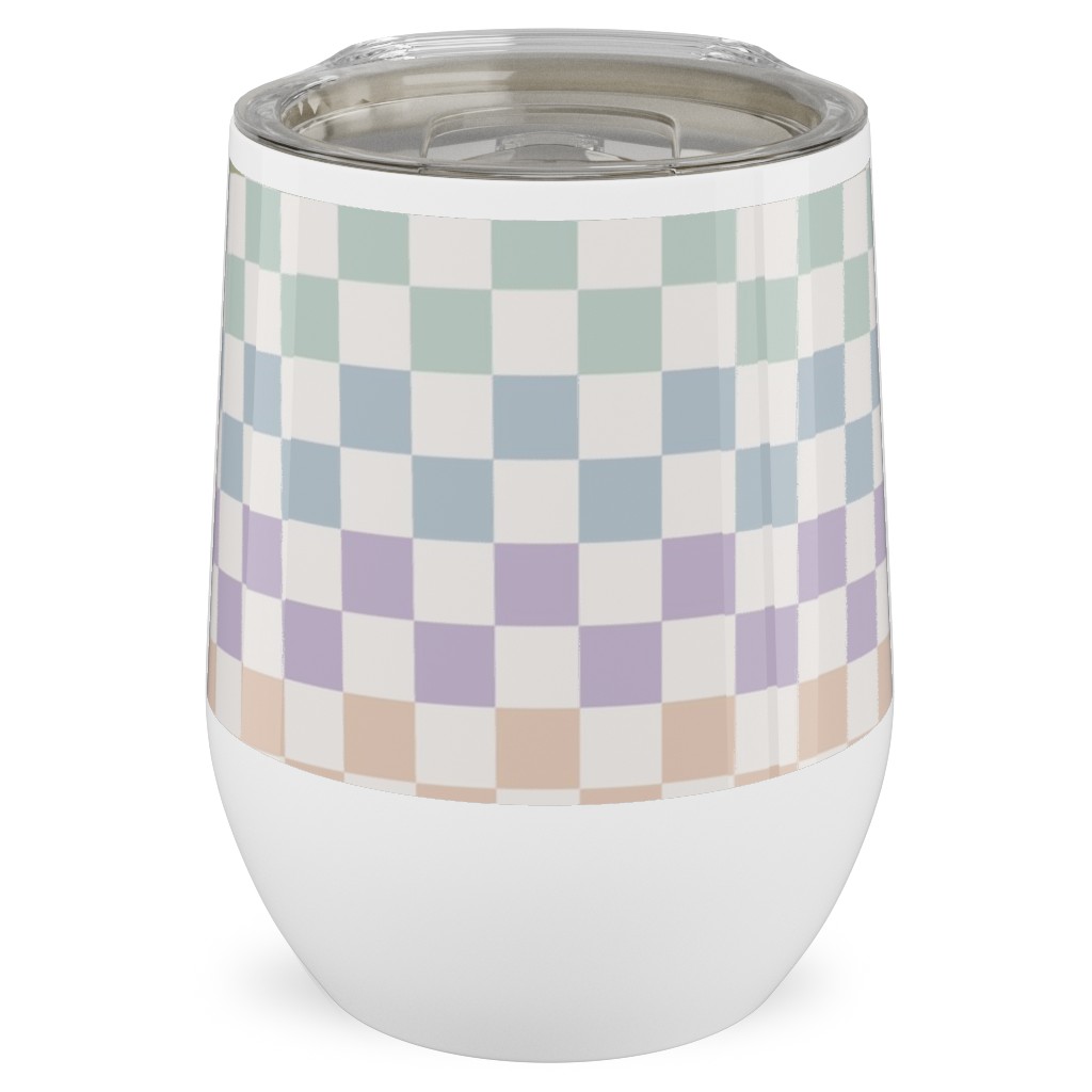 Boho Rainbow Checks Plaid - Multi Stainless Steel Travel Tumbler, 12oz, Multicolor