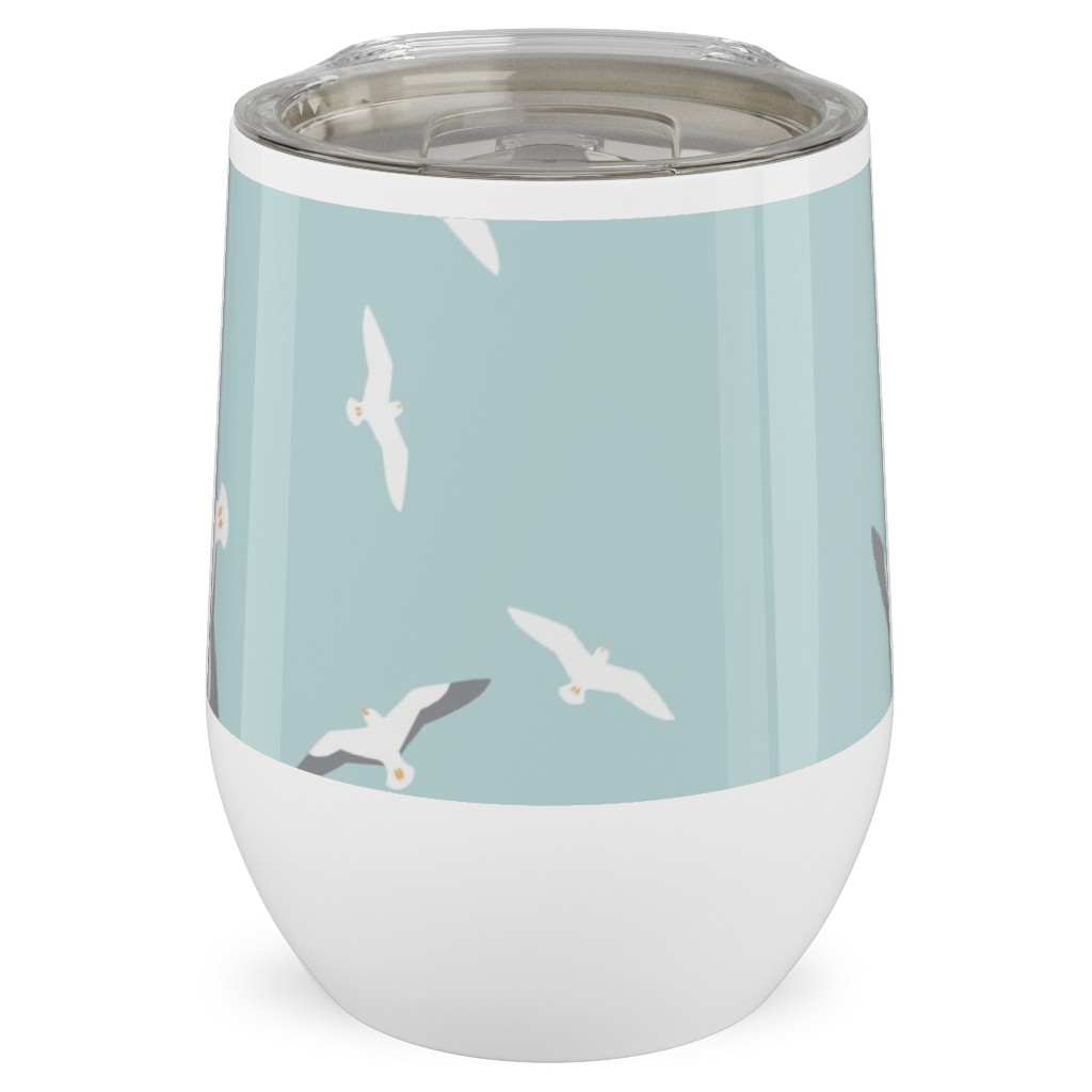 Flying Seagulls - Blue Stainless Steel Travel Tumbler, 12oz, Blue, True Blue