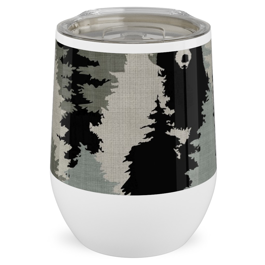 Bears Texture - Green Stainless Steel Travel Tumbler, 12oz, Green, Classic Green